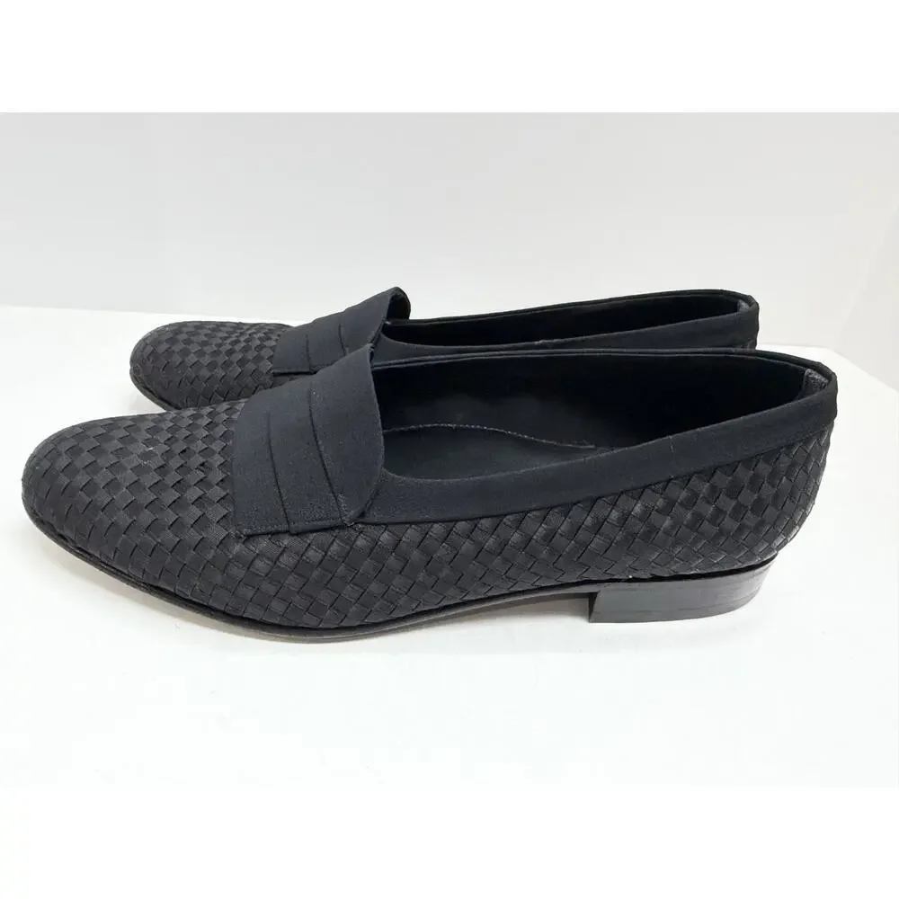 Bally Men’s Black Leather Dress Shoes 10D Basket Weave Toe Luxury Italian